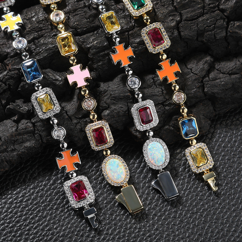 Diamond multi-colored gemstone necklace