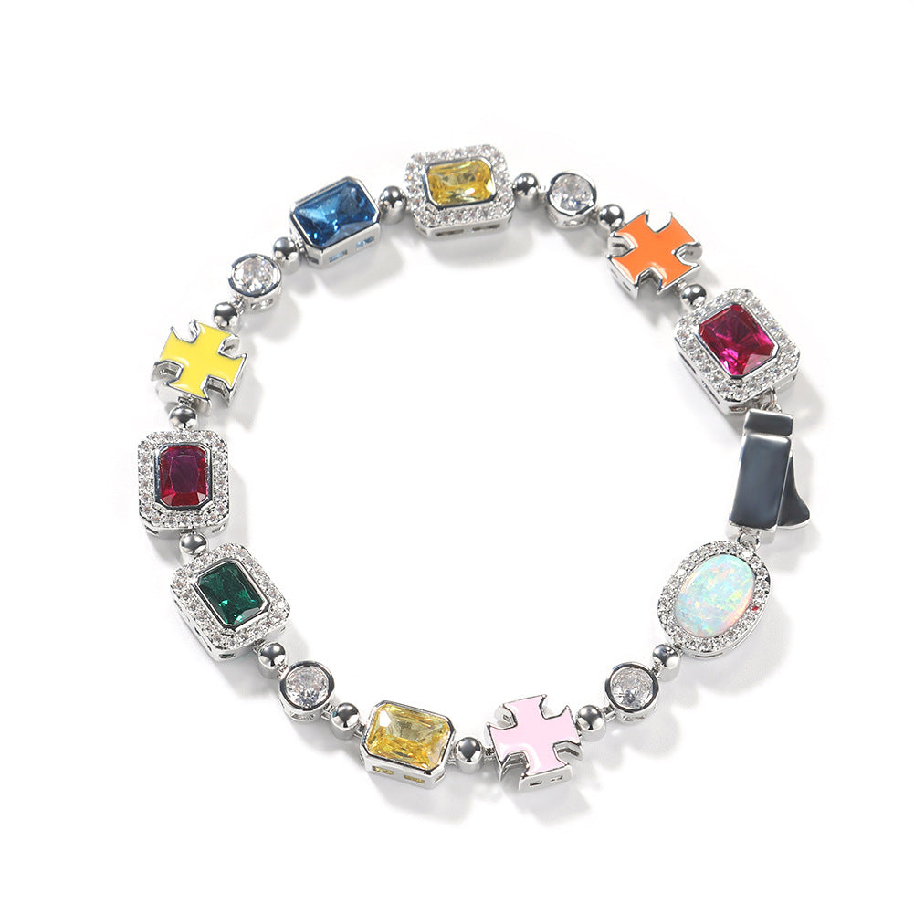 Diamond multi-colored gemstone necklace
