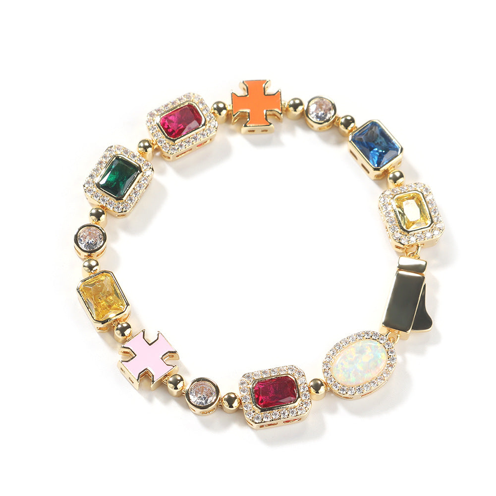 Diamond multi-colored gemstone necklace